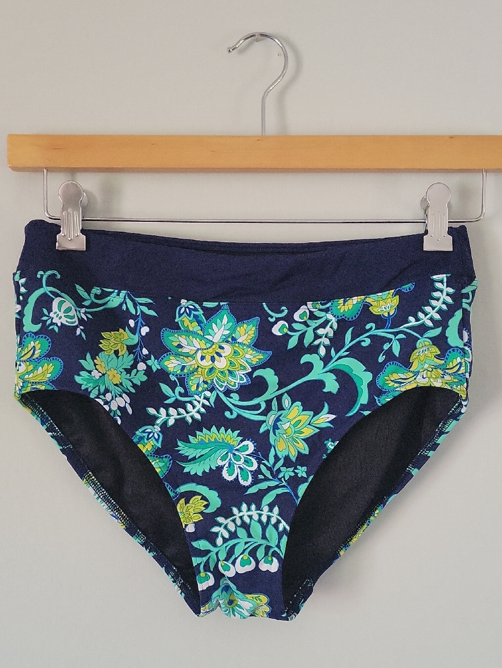 Lands' End Navy Floral Swim Bottoms